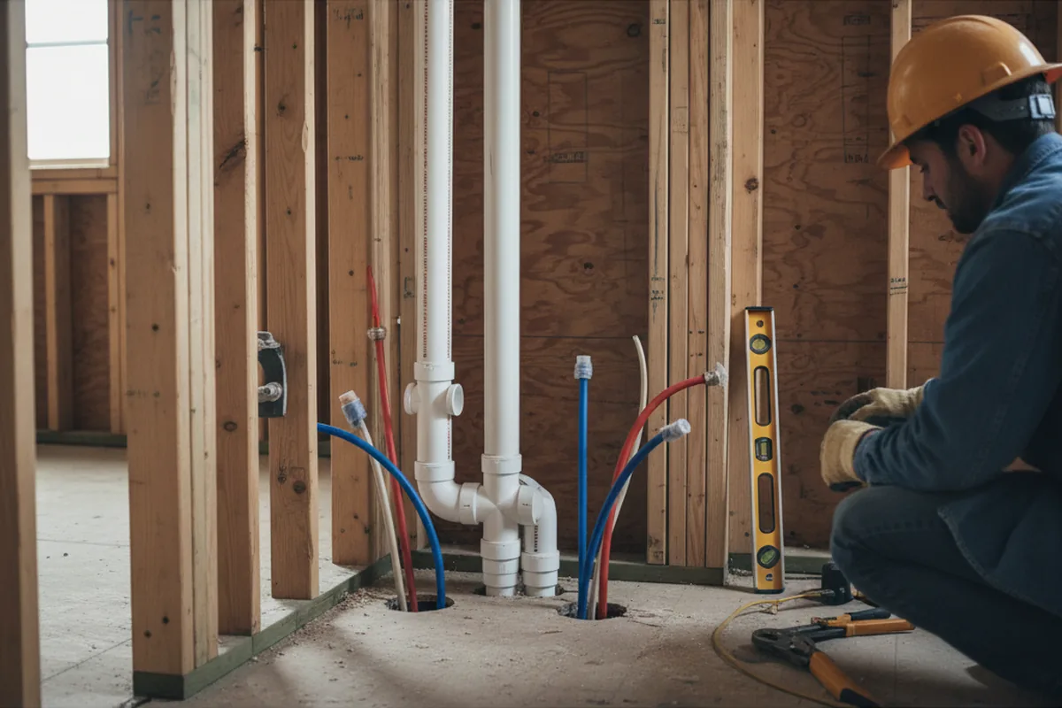 Drain and supply rough-in during Drain Cleaning in Pensacola