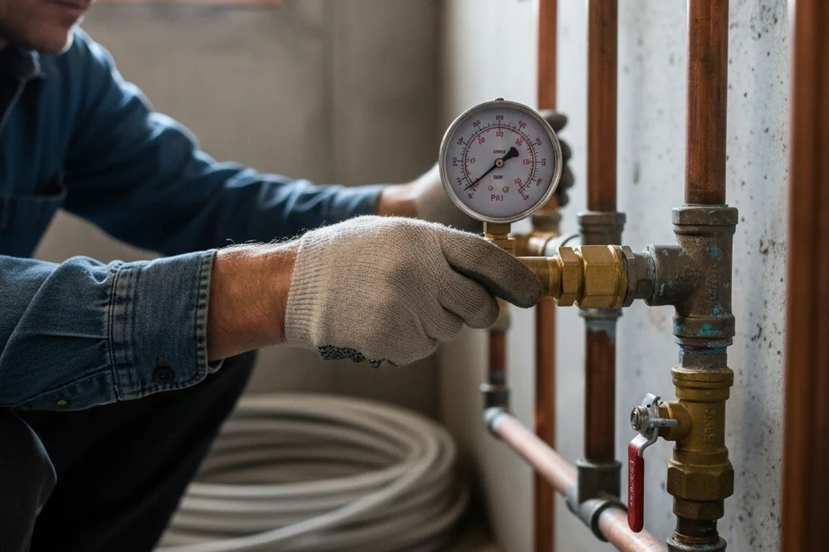 Pressure testing a repaired line during Water Line Repair in Pensacola
